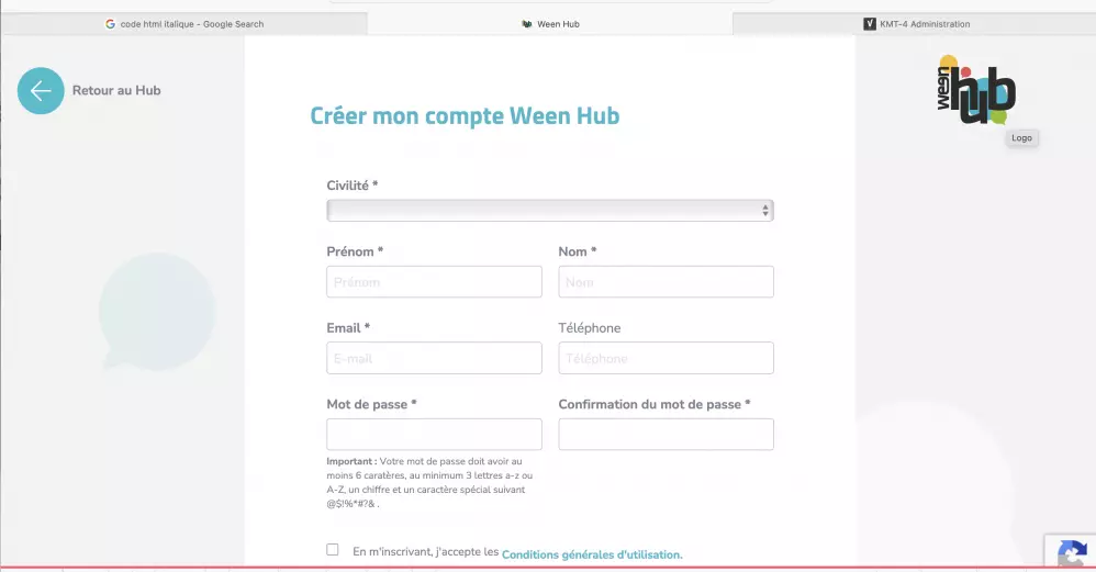 S'inscrire dans le Hub