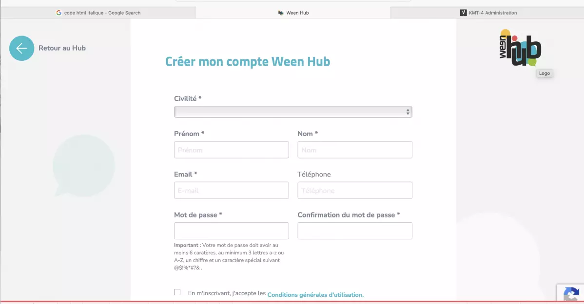 S'inscrire dans le Hub